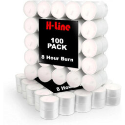 100 Tea Night Lights Candles 8 Hour Long Burn Unscented Tealights Nightlight - thumbnail 1