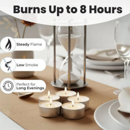100 Tea Night Lights Candles 8 Hour Long Burn Unscented Tealights Nightlight - thumbnail 3