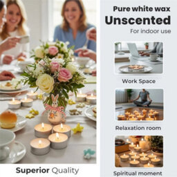 100 Tea Night Lights Candles 8 Hour Long Burn Unscented Tealights Nightlight - thumbnail 5