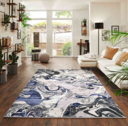 Solarius Modern Living Room Rug - Abstract Area Rugs Navy 160X230 Cm - thumbnail 1