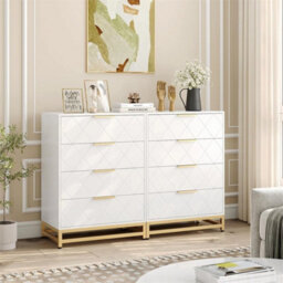 Dark Grey 8 Drawer Bedroom Dresser Steel Frame - thumbnail 5