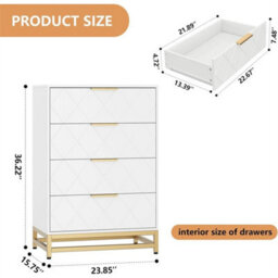 Dark Grey 8 Drawer Bedroom Dresser Steel Frame - thumbnail 2