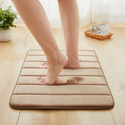 Ameha Memory Foam Bath Mat 40 X 60 Cm Beige Extra Soft & Comfortable Non Slip Bathroom Small Mat Washable Super Absorbent Mats - image 1