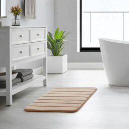 Ameha Memory Foam Bath Mat 40 X 60 Cm Beige Extra Soft & Comfortable Non Slip Bathroom Small Mat Washable Super Absorbent Mats - thumbnail 4