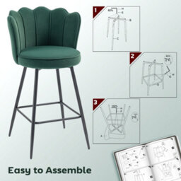 Wyld Haus Ralu Velvet Dark Green Lotus Bar Stools Set Of 2 With Sculpted Seat, L54 X D55 X H97Cm - thumbnail 7