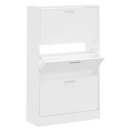 Berkfield Shoe Cabinet White 63X24X103 Cm Engineered Wood - thumbnail 2
