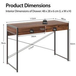 Costway Computer Desk Wooden Pc Laptop Table Writing Workstation With 2 Drawers - thumbnail 2