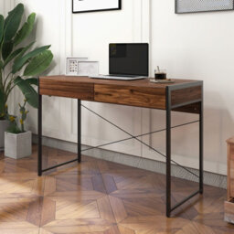 Costway Computer Desk Wooden Pc Laptop Table Writing Workstation With 2 Drawers - thumbnail 3