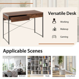 Costway Computer Desk Wooden Pc Laptop Table Writing Workstation With 2 Drawers - thumbnail 9