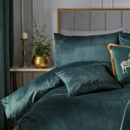 Laurence Llewelyn-Bowen Montrose Luxury Bottle Green Velvet Duvet Cover Set - thumbnail 4