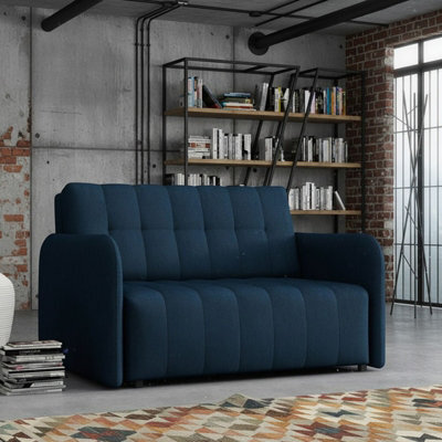 Viva Grand Ii Upholstered Sofa Bed With Wooden Legs Wooden Frame Bed Storage Freestanding Back 85X125X98Cm Blue - image 1