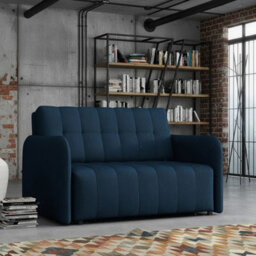 Viva Grand Ii Upholstered Sofa Bed With Wooden Legs Wooden Frame Bed Storage Freestanding Back 85X125X98Cm Blue - thumbnail 1