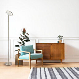 Happy Homewares Modern Led Uplighter Metal Floor Lamp In Satin Nickel With Memory Dimmer Button - thumbnail 7