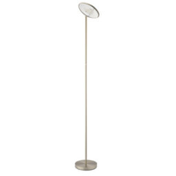 Happy Homewares Modern Led Uplighter Metal Floor Lamp In Satin Nickel With Memory Dimmer Button - thumbnail 2