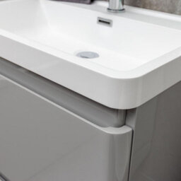Plum&clay Marvel Gloss Light Grey Floor Standing Bathroom Vanity Unit With Resin Basin (W)600mm - thumbnail 8