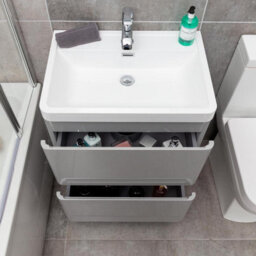 Plum&clay Marvel Gloss Light Grey Floor Standing Bathroom Vanity Unit With Resin Basin (W)600mm - thumbnail 6