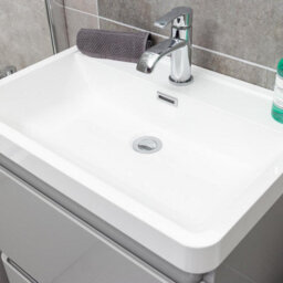 Plum&clay Marvel Gloss Light Grey Floor Standing Bathroom Vanity Unit With Resin Basin (W)600mm - thumbnail 7