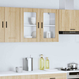Berkfield Durable Kitchen Wall Cabinet With Glass Door Porto Sonoma Oak - thumbnail 2