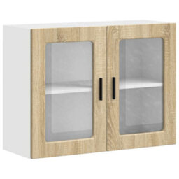 Berkfield Durable Kitchen Wall Cabinet With Glass Door Porto Sonoma Oak