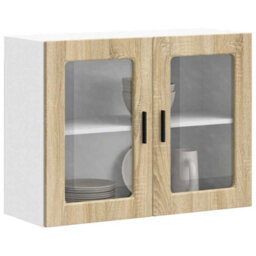 Berkfield Durable Kitchen Wall Cabinet With Glass Door Porto Sonoma Oak - thumbnail 4