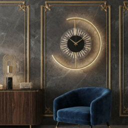 Dimmable Led Round Clock Wall Light 3 Colour Modern Lamp For Bedroom Living Room - thumbnail 1