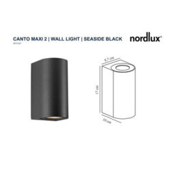 Nordlux Canto Outdoor Aluminium Wall Light Coastal/marine Safe Black,mains - thumbnail 6
