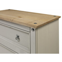 Mercers Furniture Corona Grey Wax Compact 4 Drawer Chest Of Drawers Solid Wood Pine Wooden Painted With Mexican Styling - thumbnail 3