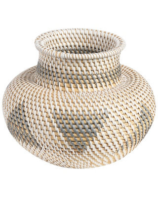 Beliani Handwoven Rattan Vase White And Grey For Dried Flowers, Approx. W24 X D24 X H22Cm - image 1