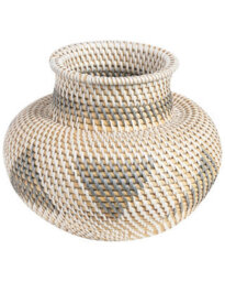 Beliani Handwoven Rattan Vase White And Grey For Dried Flowers, Approx. W24 X D24 X H22Cm - thumbnail 1