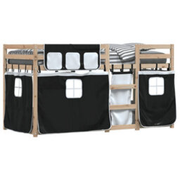Berkfield Bunk Bed Without Mattress White&black 90X200 Cm Solid Wood Pine - thumbnail 4