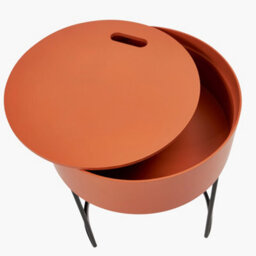 Pacific Lifestyle Round Orange Wood Storage Table With Metal Legs - thumbnail 6
