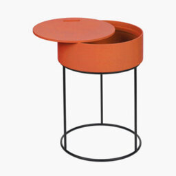 Pacific Lifestyle Round Orange Wood Storage Table With Metal Legs - thumbnail 4