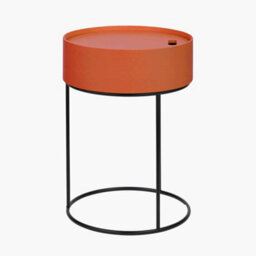 Pacific Lifestyle Round Orange Wood Storage Table With Metal Legs - thumbnail 3