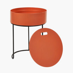 Pacific Lifestyle Round Orange Wood Storage Table With Metal Legs - thumbnail 9