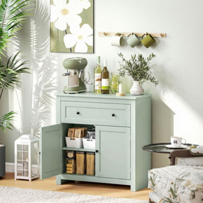 Homcom Sideboard, Kitchen Storage Cabinet W/ Adjustable Shelf, Drawer, Green - image 1