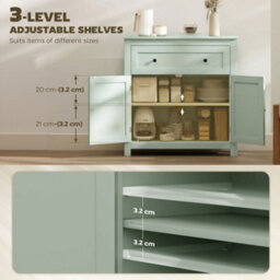 Homcom Sideboard, Kitchen Storage Cabinet W/ Adjustable Shelf, Drawer, Green - thumbnail 5