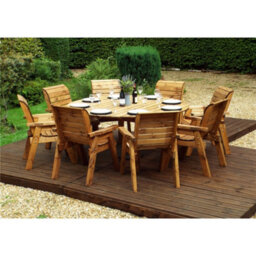 Marlborough Traditional Eight Seater Circular Table Set With 8 X Burgundy Chair Cushion, 1X Burgundy Parasol & Base & 1 X Cushion Storage Bag - thumbnail 4