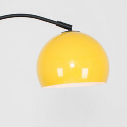 Valuelights Style Black Curved Stem Floor Lamp With Gloss Yellow Arco Style Metal Dome Light Shade With Led Gls Bulb In Warm White - thumbnail 3