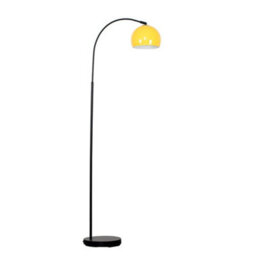 Valuelights Style Black Curved Stem Floor Lamp With Gloss Yellow Arco Style Metal Dome Light Shade With Led Gls Bulb In Warm White - thumbnail 1