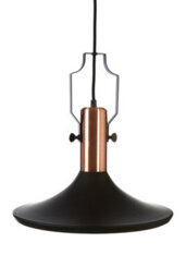 Orsina Large Black And Copper Pendant Light, Industrial Hammered Metal Ceiling Light, Brushed Copper Inner Shade - thumbnail 2
