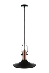 Orsina Large Black And Copper Pendant Light, Industrial Hammered Metal Ceiling Light, Brushed Copper Inner Shade - thumbnail 1