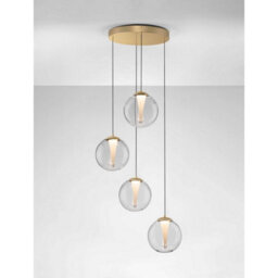 Luminosa Lighting Luminosa Galeo Cluster Pendant Ceiling Light Clear, Sandy Gold Triac Dimmable Led 25W 1765Lm 3000K - thumbnail 4