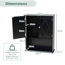 Costway Bathroom Wall Cabinet Wall Mounted Storage Cabinet For Laundry Kitchen-Black - thumbnail 2