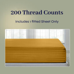 Oxford Homeware Ochre Satin Stripe Fitted Sheet 40Cm Extra Deep Pocket Soft Easy Care Bedding Sheet (W)180Cmx(L)200Cm (Super King) - thumbnail 3