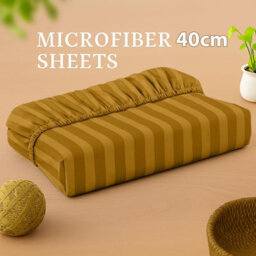 Oxford Homeware Ochre Satin Stripe Fitted Sheet 40Cm Extra Deep Pocket Soft Easy Care Bedding Sheet (W)180Cmx(L)200Cm (Super King) - thumbnail 9