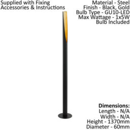 Elegant Black And Gold Floor Lamp With Foot Switch And Gu10 Bulb - thumbnail 2