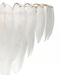 Wyld And Coco Glamour Home Chandelier Pendant Lamp 60Cm Brass Finish Glass Leaf Crystals - thumbnail 7