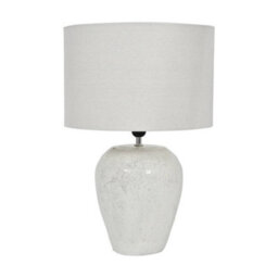 Buttercup Farm Speckle Glazed Table Lamp With Shade - E27 60W - Terracotta/linen - L38 X W38 X H58 Cm - White