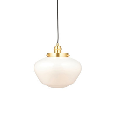 Luminosa Lighting Luminosa Camberley Dome Pendant Ceiling Light Brass Plate, Opal Glass, 1X E27 - image 1