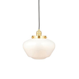 Luminosa Lighting Luminosa Camberley Dome Pendant Ceiling Light Brass Plate, Opal Glass, 1X E27 - thumbnail 1